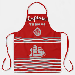 Delantal Gris oscuro y rojo de grano