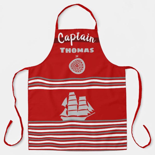 Delantal Gris oscuro y rojo de grano (Anverso)