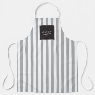Delantal Gris retro y rayas blancas