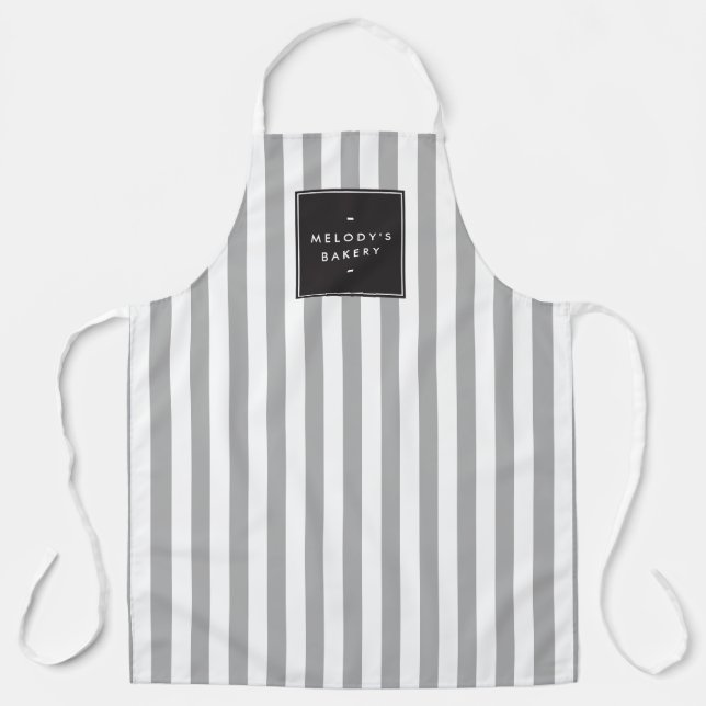 Delantal Gris retro y rayas blancas (Anverso)
