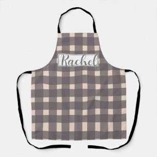 Delantal Gris rosa Gingham personalizado