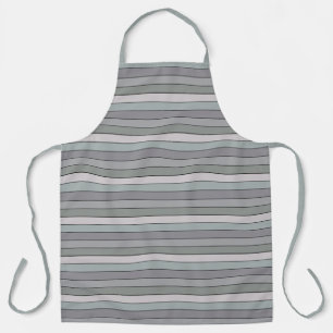 Delantal Gris Verde Con Rayas Negras En Papel Acuarela