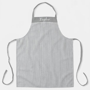Delantal Gris y franja blanca Apron personalizado