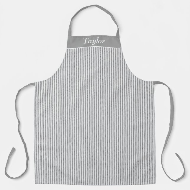 Delantal Gris y franja blanca Apron personalizado (Anverso)
