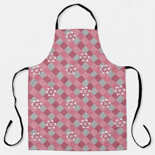 Delantal Gris y rosa graso con flores de camomila