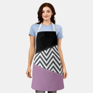 Delantal Gris Zigzag, Gris Chevron, Zigzag Pattern, Púrpura