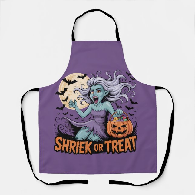 Delantal Grito o tratamiento | Funny Banshee Halloween (Anverso)