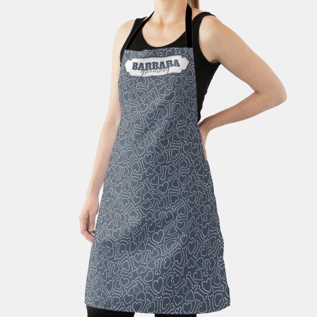 Delantal Groing Gray Dog Paw Pattern (in situ)