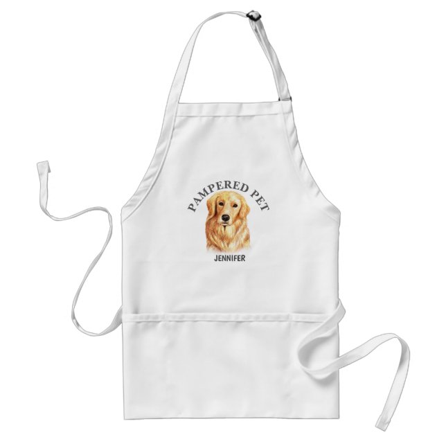 Delantal Groomer Apron, Mascota de Golden Retriever persona (Frente)
