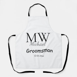 Delantal groomsman minima simple personalizado con nombre e