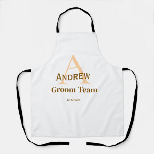 Delantal groomsmen de equipo simple y personalizado en mono