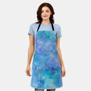 Delantal Groovy Abstract Night Sky Watercolor Púrpura Azul