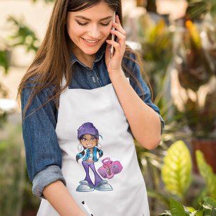 Delantal Groovy Chica Con Un Estéreo