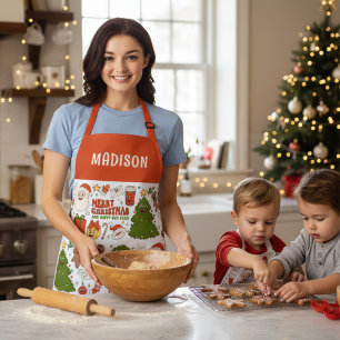 Delantal Groovy Hippie Retro Merry Christmas Santa Funny