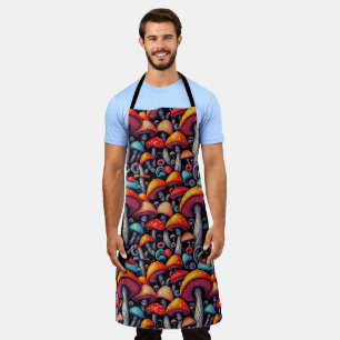 Delantal Groovy Mushroom Retro Art Apron