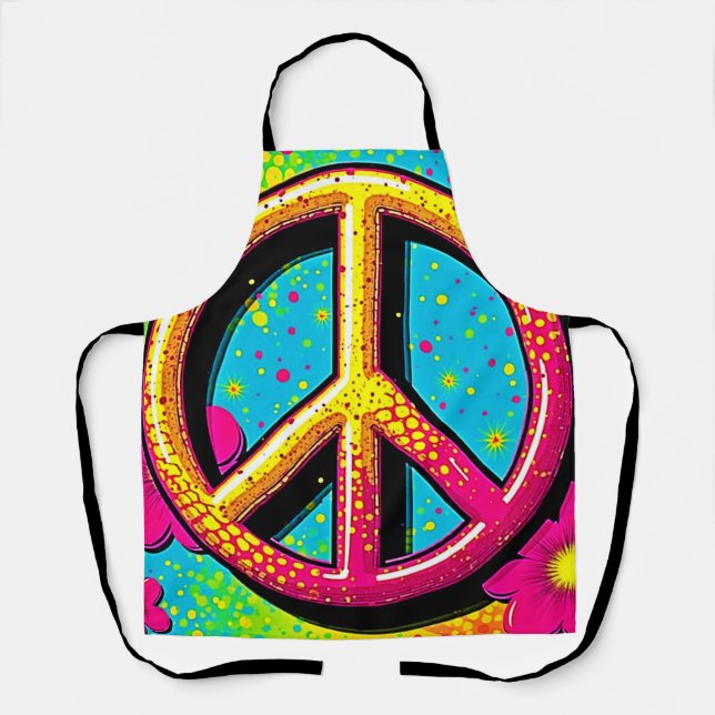 Delantal Groovy Peace Flower Power (Anverso)
