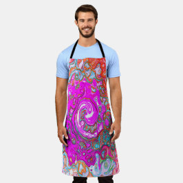 Delantal Groovy púrpura y Naranja Resumen Swirl retro