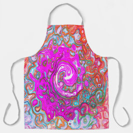 Delantal Groovy púrpura y Naranja Resumen Swirl retro