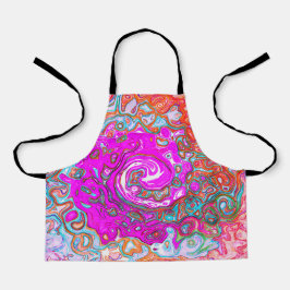 Delantal Groovy púrpura y Naranja Resumen Swirl retro