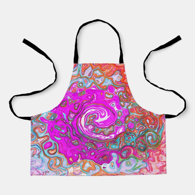 Delantal Groovy púrpura y Naranja Resumen Swirl retro (Anverso)