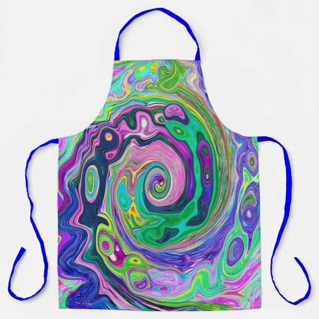 Delantal Groovy Resumen de Aqua y Navy Lava Swirl (Anverso)