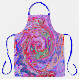 Delantal Groovy Resumen Retro Rojo, Púrpura y Rosa Swirl