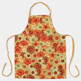 Delantal Groovy Retro Naranja Hippie FlowPattern
