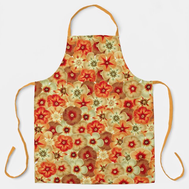 Delantal Groovy Retro Naranja Hippie FlowPattern (Anverso)