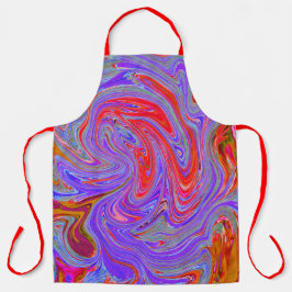 Delantal Groovy rojo y púrpura Resumen de arte retro