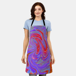 Delantal Groovy rojo y púrpura Resumen de arte retro