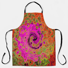 Delantal Groovy Rosado Caliente Resumen Remoto Líquido