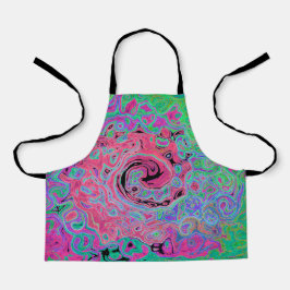 Delantal Groovy verde rosa y limón Resumen Swirt retro