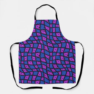 Delantal Groovy Wavy Trippy 60 Flores Cheques Blue Pink
