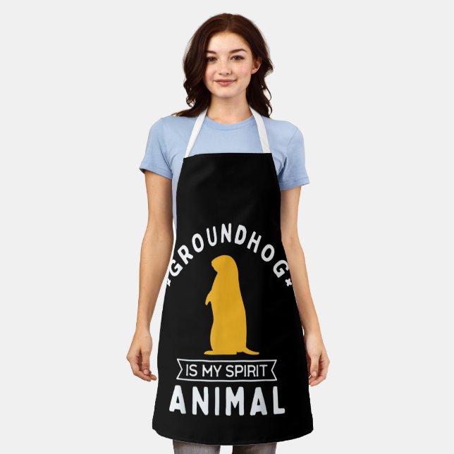 Delantal Groundhog es mi Espíritu Animal Gracioso Woodchuck (Gastado)