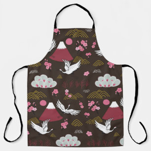 Delantal Grullas Japonesas: Patrón tradicional sin foco