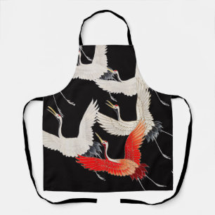 Delantal Grullas voladoras: Arte japonés de kimono con aves
