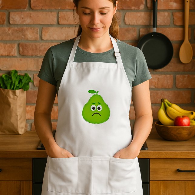 Delantal Grumpy Fuzzy Pear Face Funny Fruit Character (Subido por el creador)