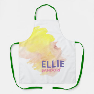 Delantal Grunge amarillo rosa Nombre personalizado Chef Bak