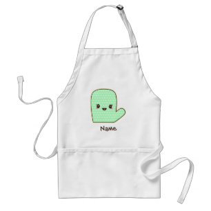 Delantal Guante de horno de dibujos animados verde menta li