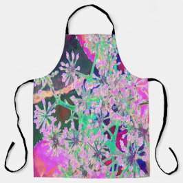 Delantal Guay Resumen de la naturaleza retro en verde rosa 