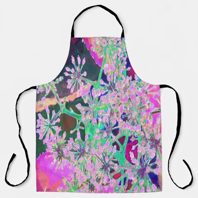 Delantal Guay Resumen de la naturaleza retro en verde rosa  (Anverso)