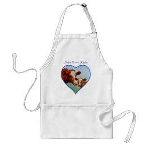 Delantal Guernsey Cow y Calf Blue Heart