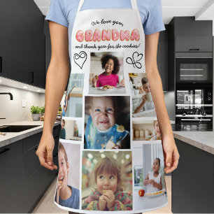 Delantal Guión de Collage de Fotos Abuela Querida Te Amamos
