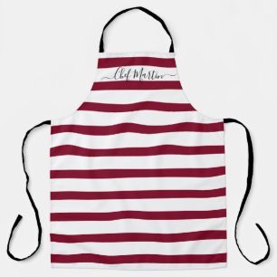 Delantal Guión de las franjas borgoñosas personalizadas