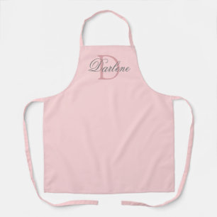 Delantal Guión de Moda moderno Nombre de monograma rosado R