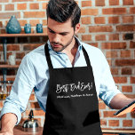Delantal Guión de pincel moderno mejor papá de la historia<br><div class="desc">Guión de pincel moderno Mejor padre siempre Apron con corazón rojo - Negro o elegir color de fondo</div>