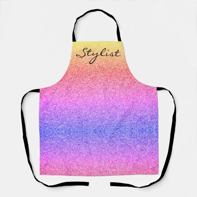 Delantal Guión estilo peine Rainbow Faux Purpurina (Anverso)