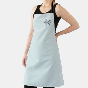 Delantal Guión moderno de monograma azul Aqua