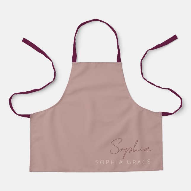 Delantal Guión moderno Dusty Niños Escritos A Mano En Rosa (Anverso)