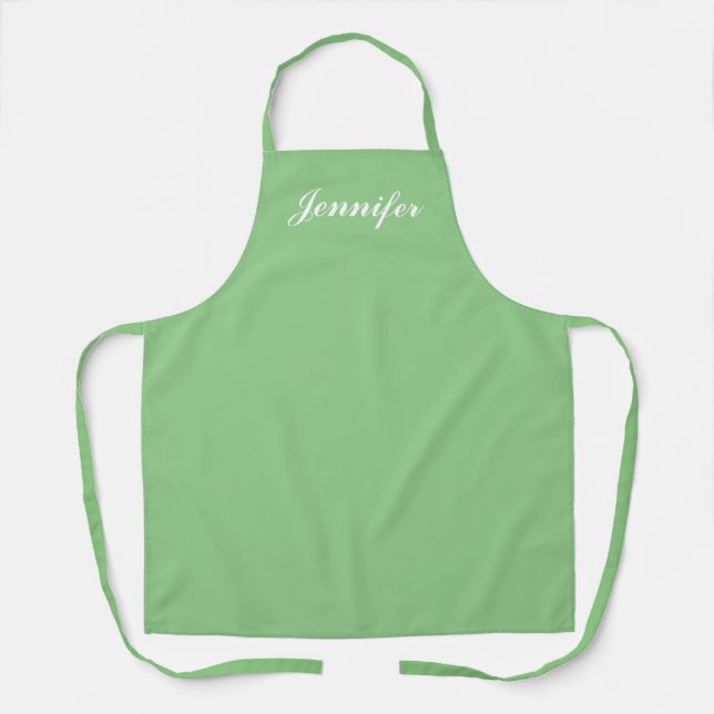 Delantal Guión verde de menta personalizada Chef femenino (Anverso)